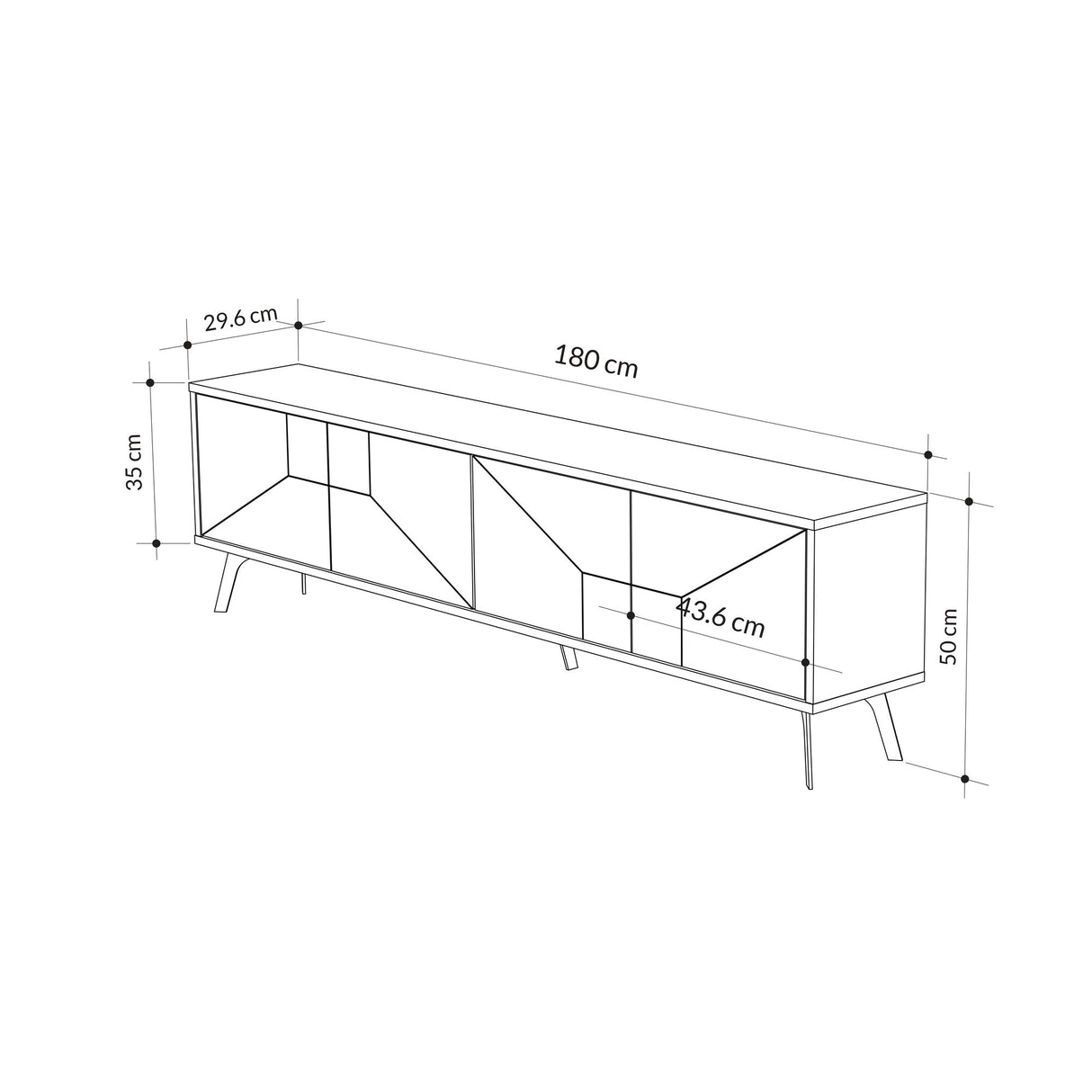 TV Furniture Dune Wit Melamine 180x50x29.6 cm