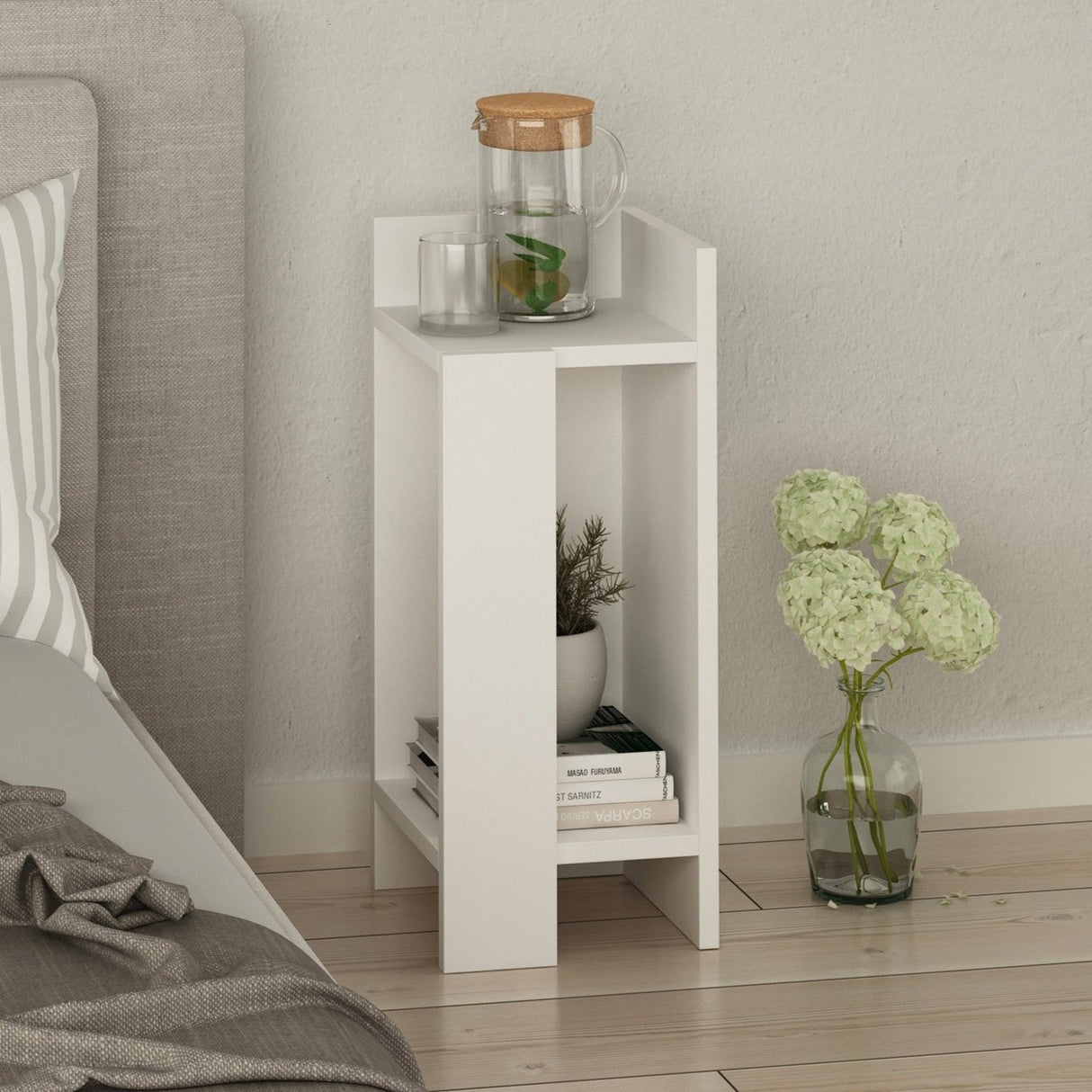 Bedside table on the right Elos white melamine 25x60x27 cm