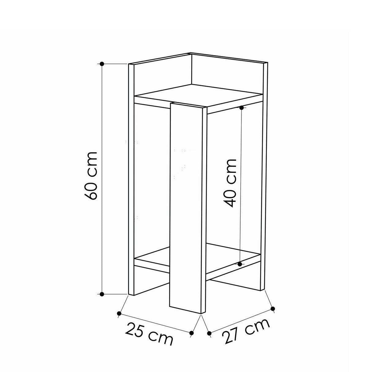 Bedside table on the right Elos white melamine 25x60x27 cm