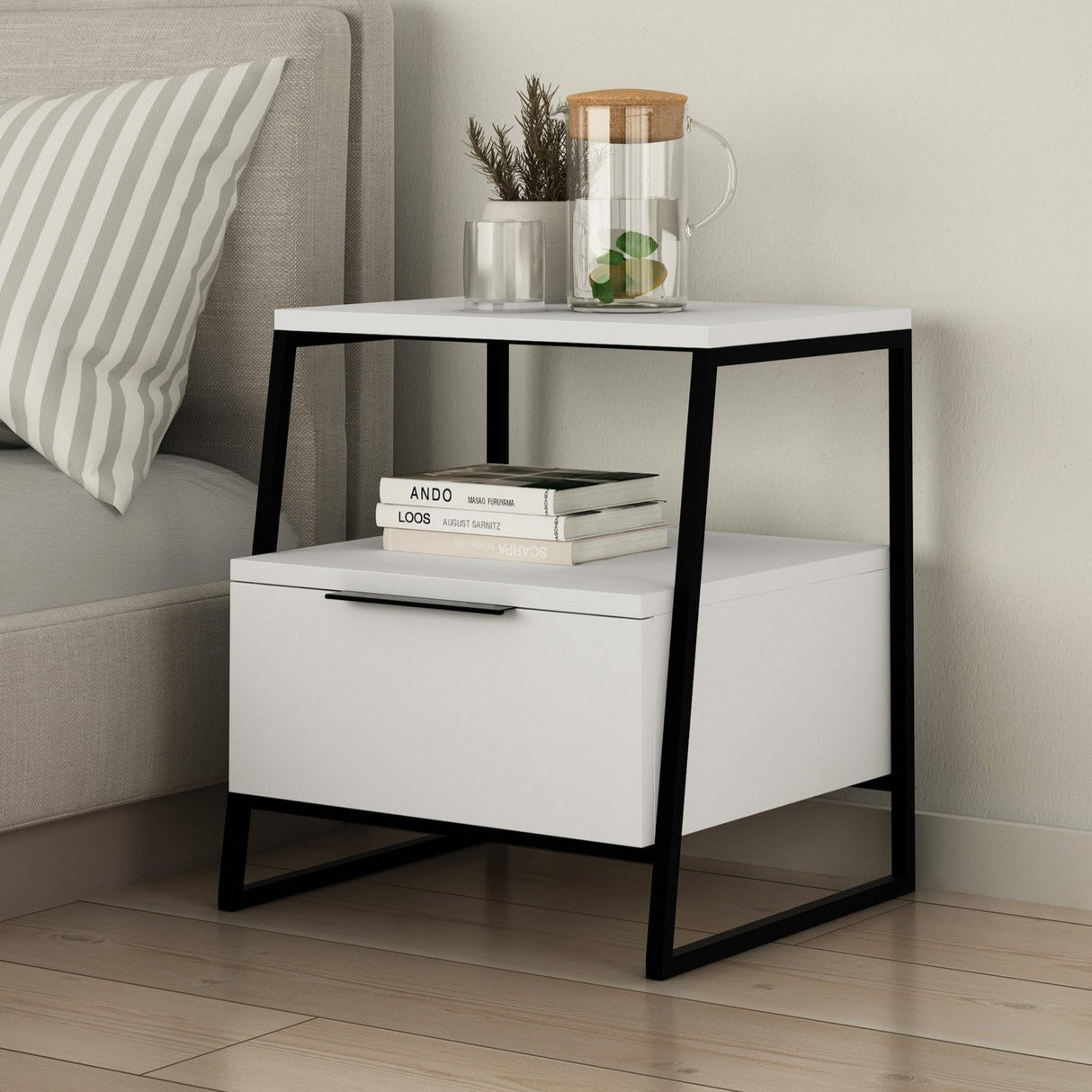 Bedside table pal white melamine 45x50x40 cm