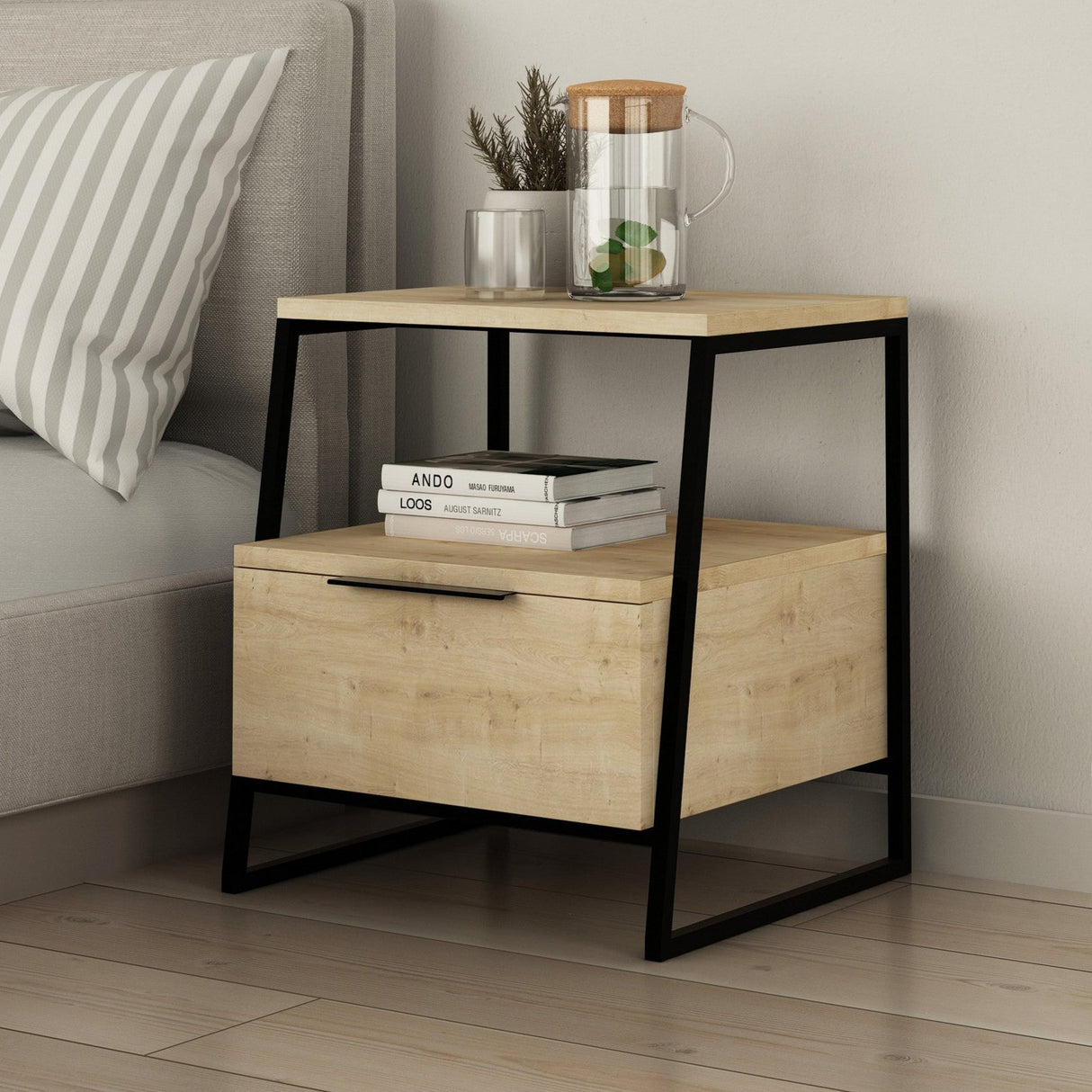 Bedside table pal oak melamine 45x50x40 cm