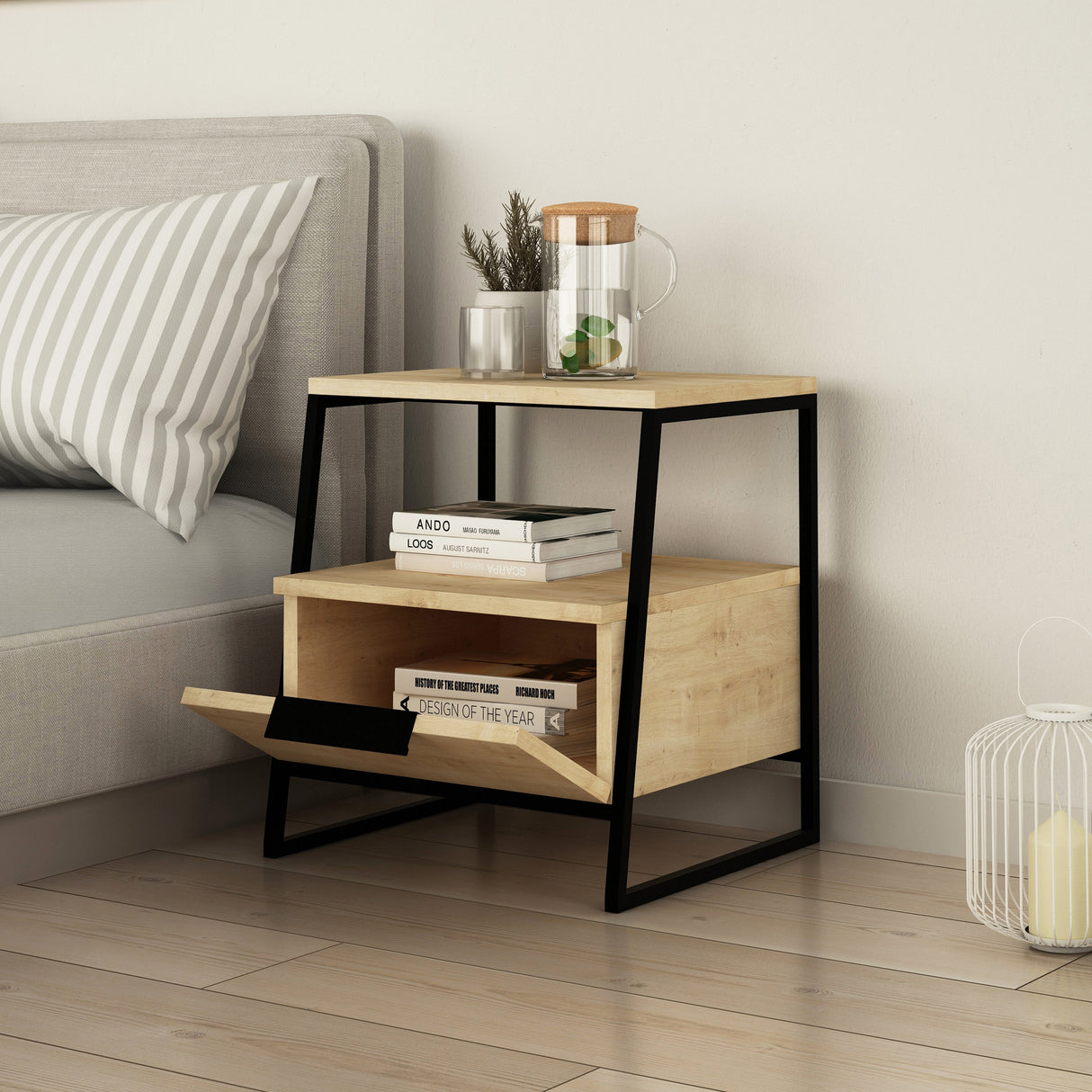 Bedside table pal oak melamine 45x50x40 cm