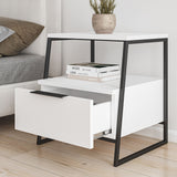 Bedside table Pal white black melamine 45x50x41 cm