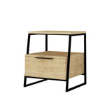 Bedside table pal oak black melamine 45x50x41 cm