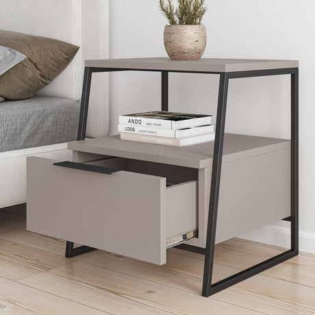 Bedside table pal mokka black melamine 45x50x41 cm