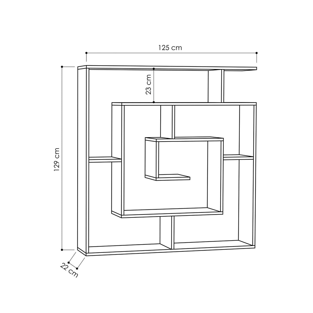 Bookcase Maze Anthracite Melamine 125x129x22 cm