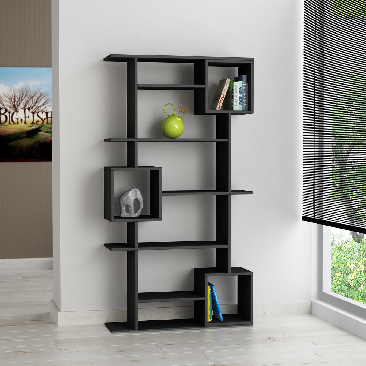 Bookcase soto anthracite melamine 92x173x28 cm