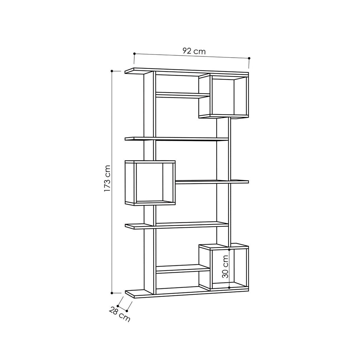 Bookcase soto anthracite melamine 92x173x28 cm