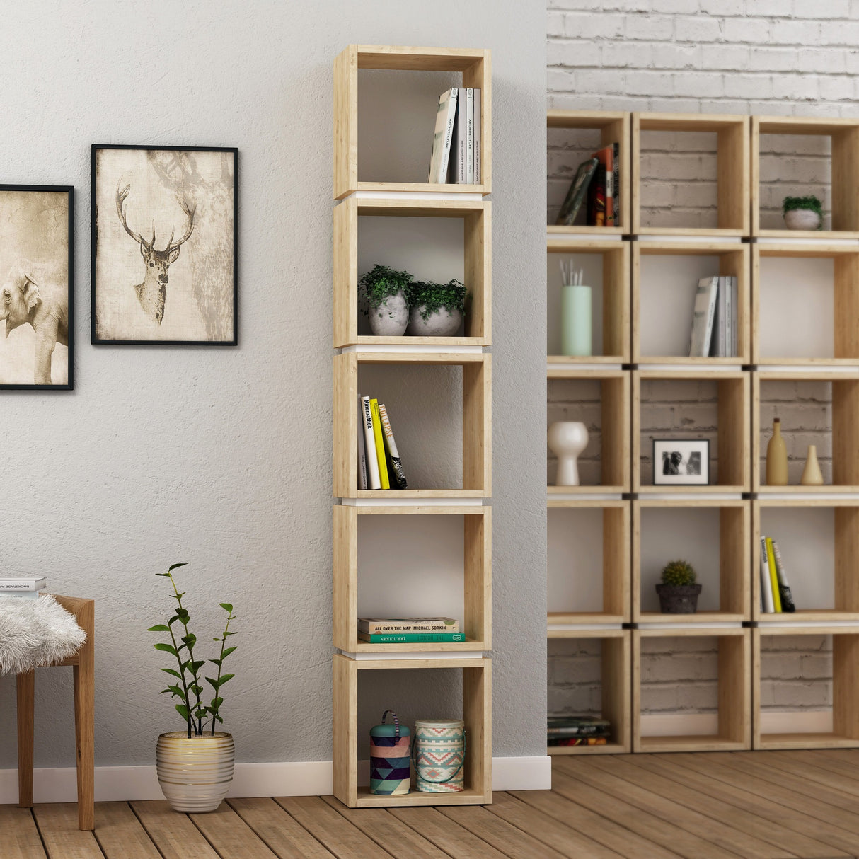 Bookcase multi oak white melamine 32x167x22 cm