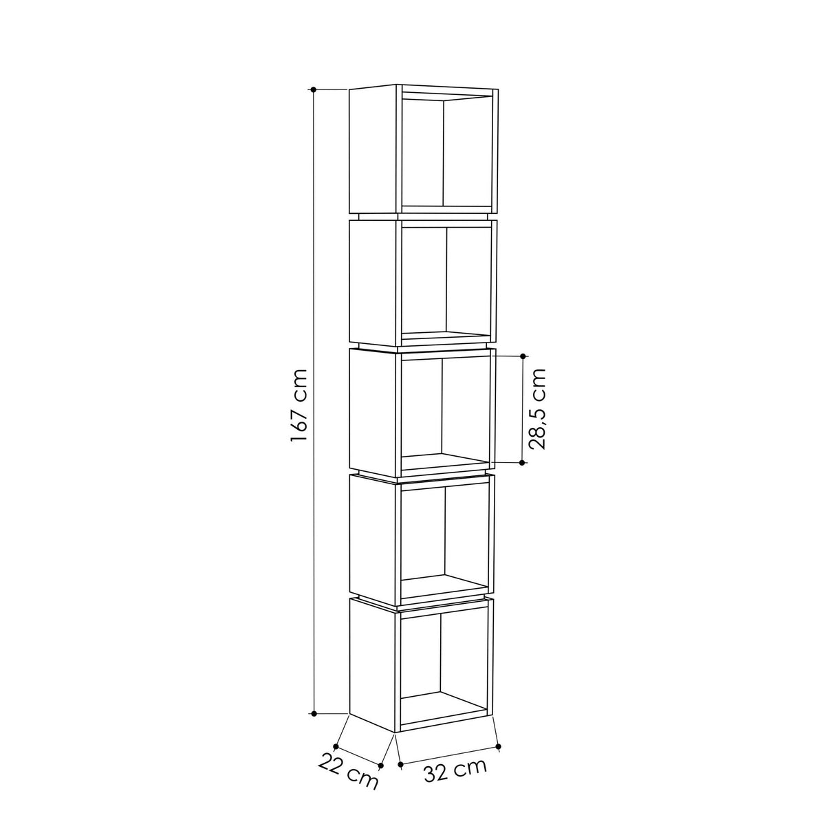 Bookcase multi oak white melamine 32x167x22 cm