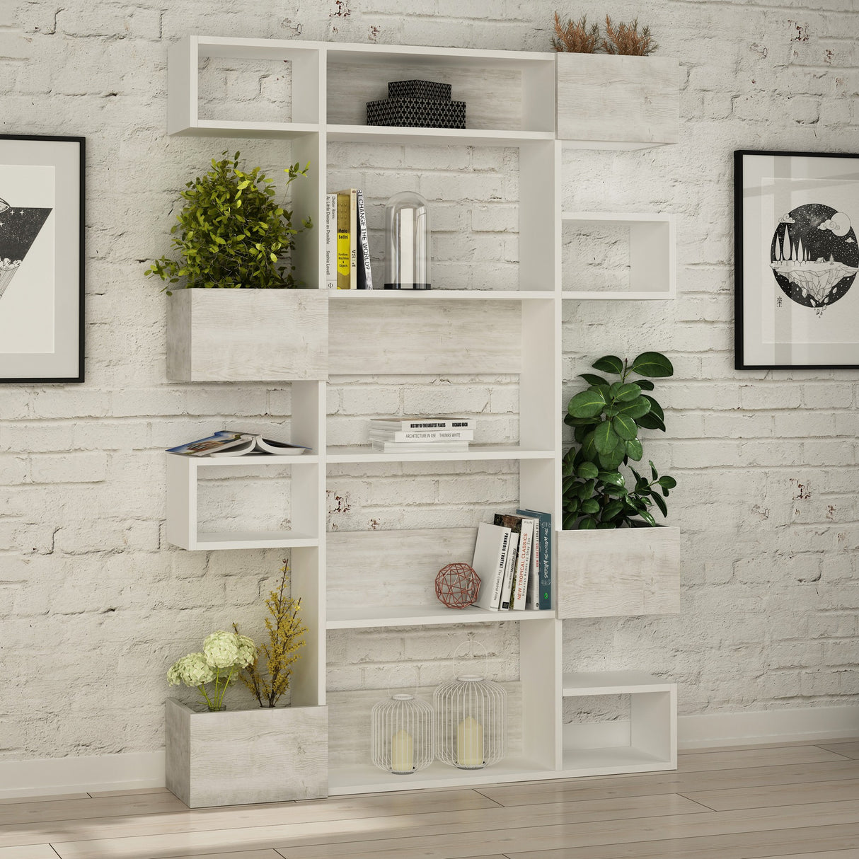 Bookcase niho white melamine 120x171x20 cm