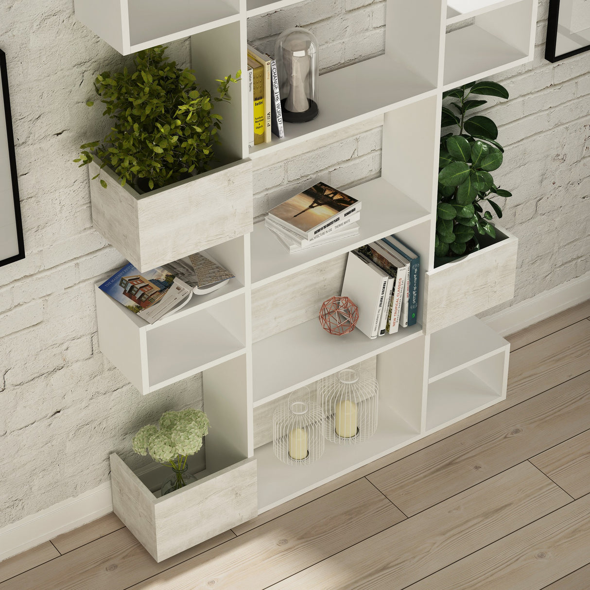 Bookcase niho white melamine 120x171x20 cm