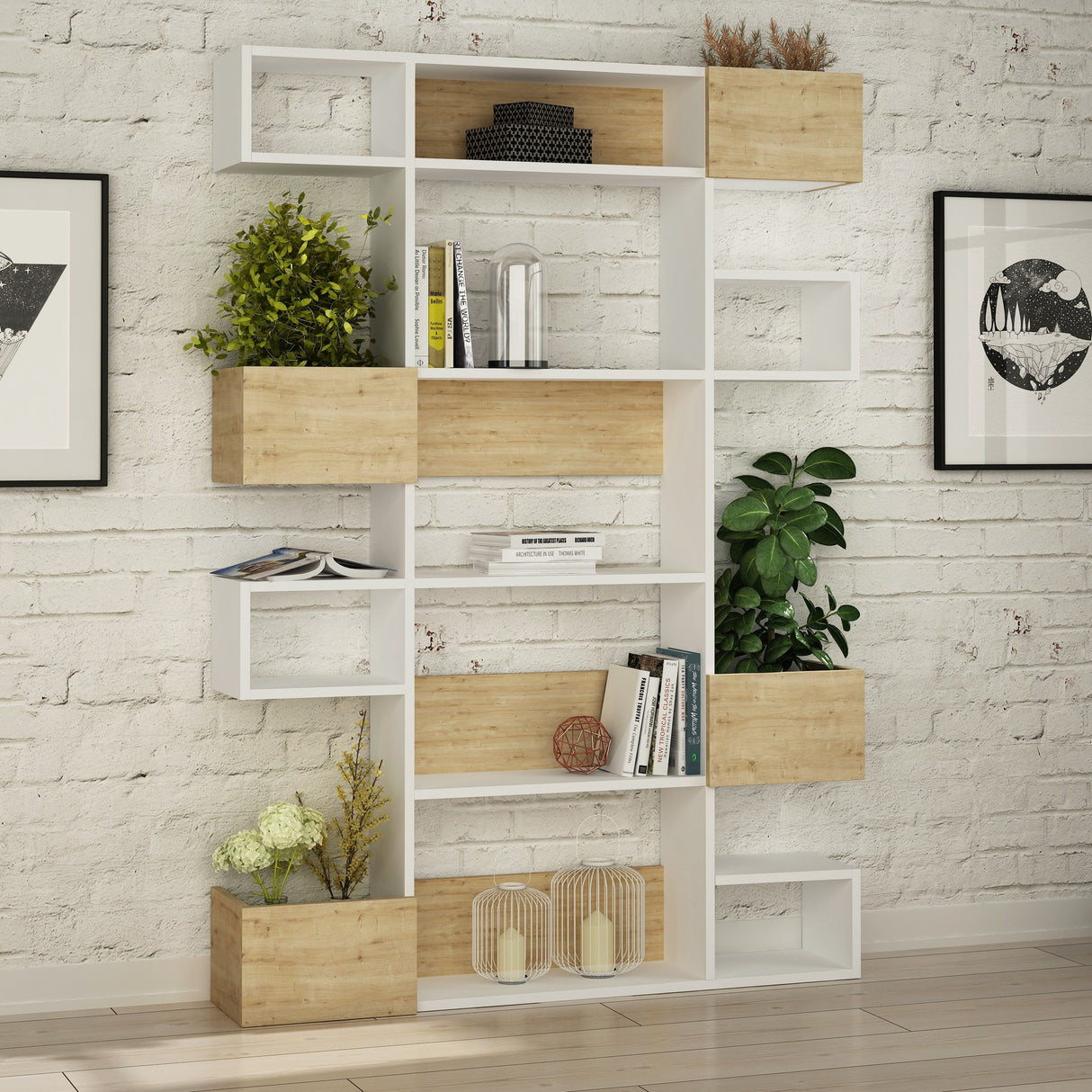 Bookcase niho white oak melamine 120x171x25.3 cm