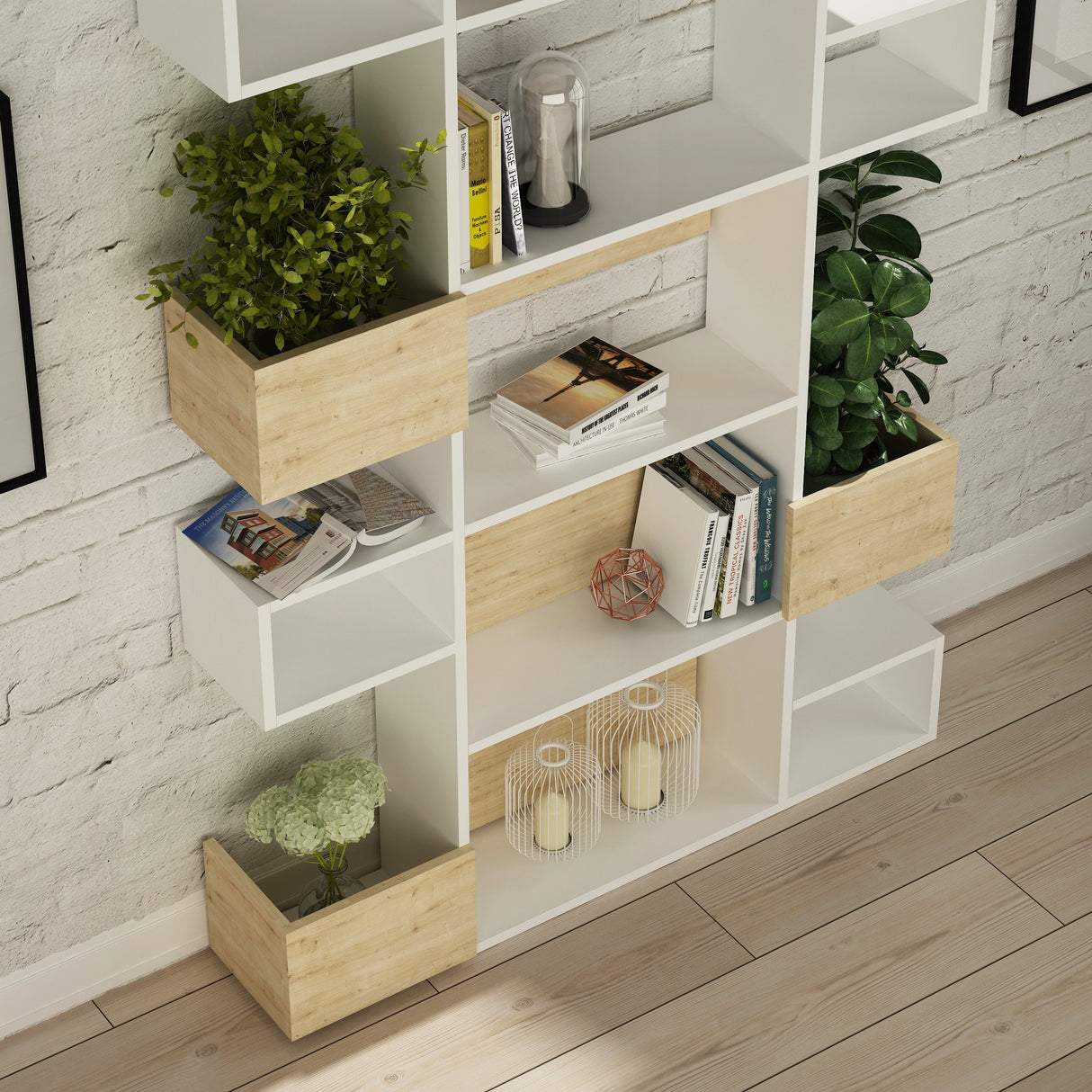 Bookcase niho white oak melamine 120x171x25.3 cm