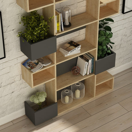 Bookcase niho oak anthracite melamine 120x171x20 cm