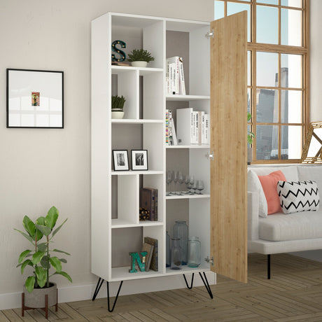 Bookcase Jedda white oak melamine 79x190x32 cm