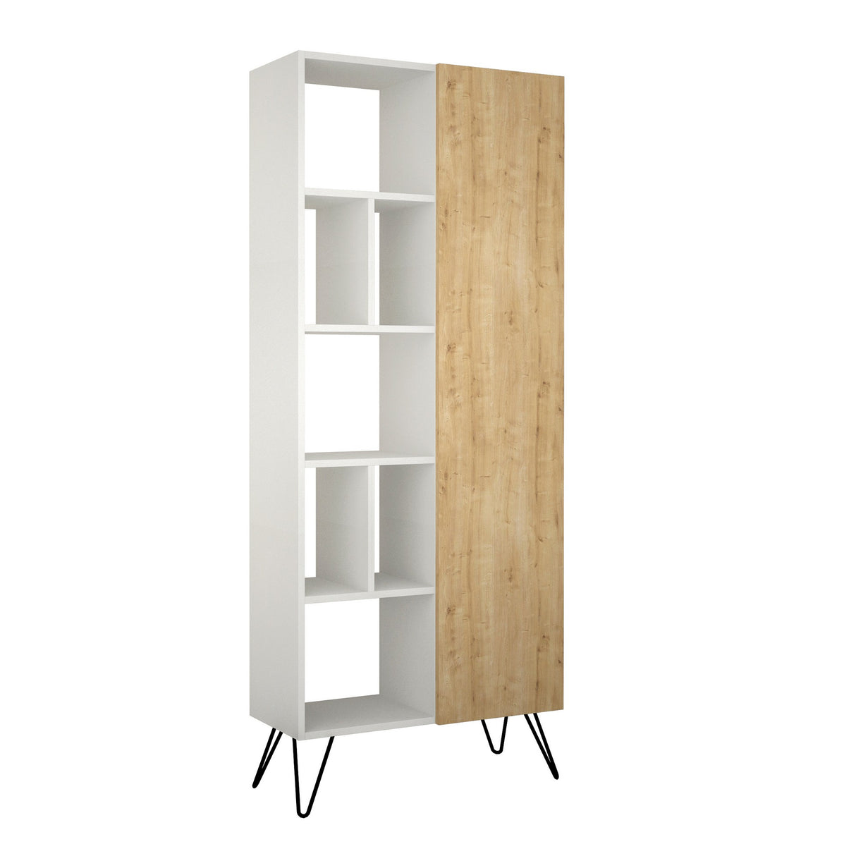 Bookcase Jedda white oak melamine 79x190x32 cm