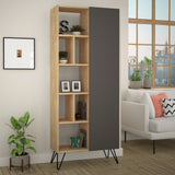 Bookcase Jedda Oak Anthracite Melamine 79x190x32 cm