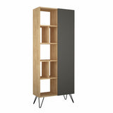 Bookcase Jedda Oak Anthracite Melamine 79x190x32 cm