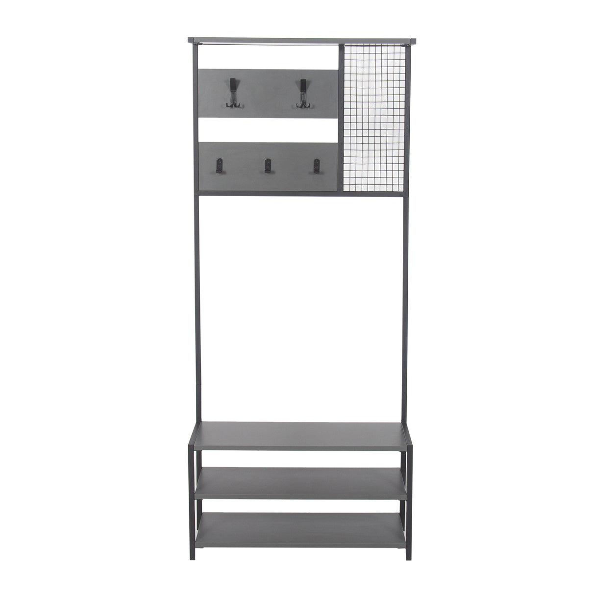 Wardrobe Furniture Coat Rack Anthracite Melamine Novad - With Shelves 