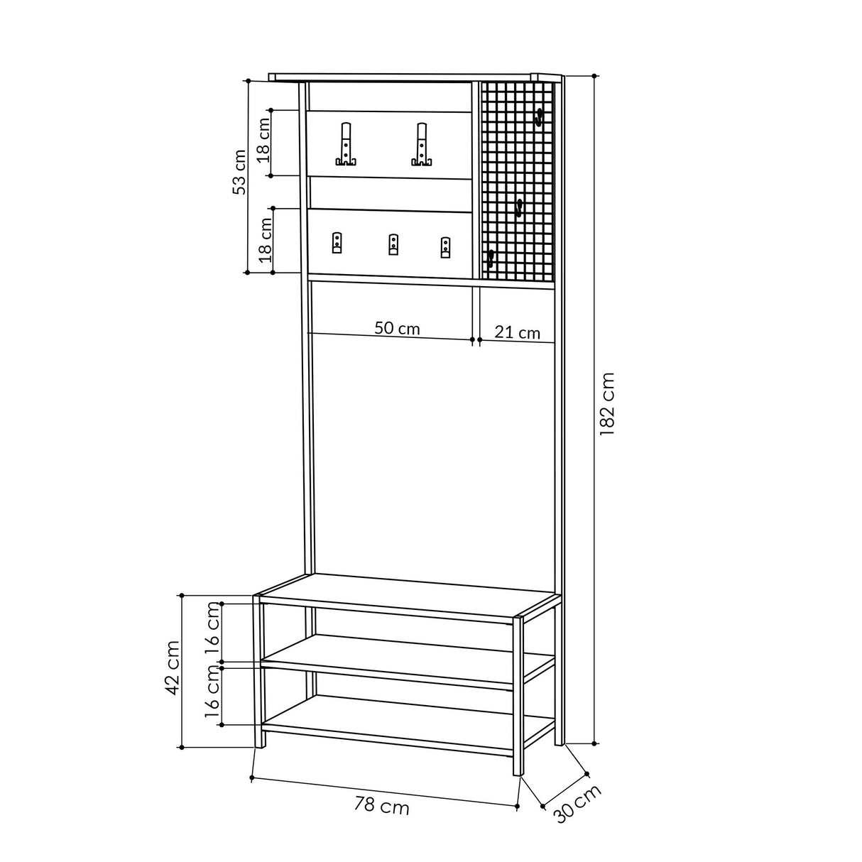 Wardrobe Furniture Coat Rack Anthracite Melamine Novad - With Shelves 