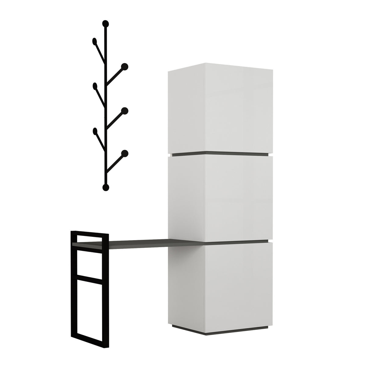 Shoe cabinet Mello White Anthracite Melamine 109x149x39 cm