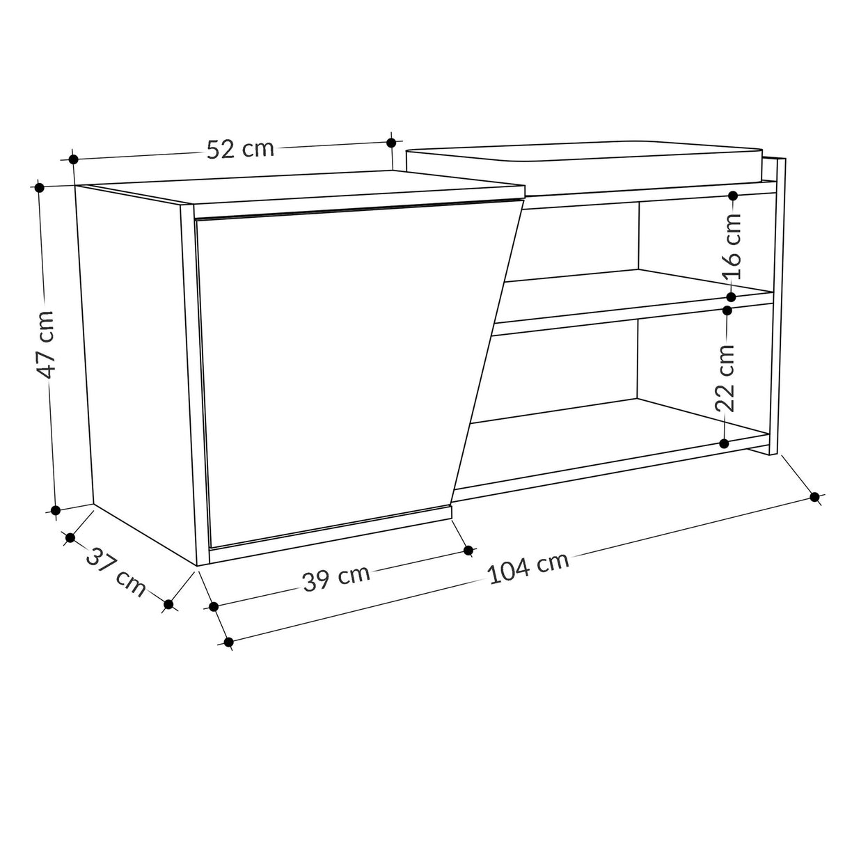 Shoe cabinet Fiona Oak Melamine 104x37x47 cm