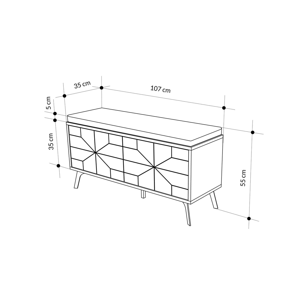 Shoe cabinet dune bench natural melamine 107x55x35 cm