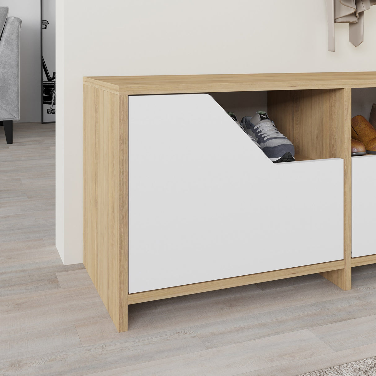 Shoe cabinet Nexus Eik White Melamine 105x47x37 cm