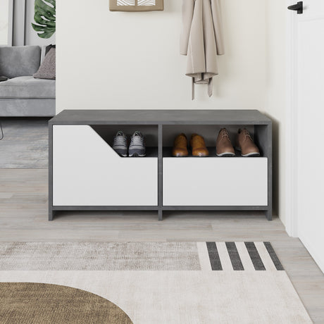 Shoe cabinet Nexus Gray White Melamine 105x47x37 cm