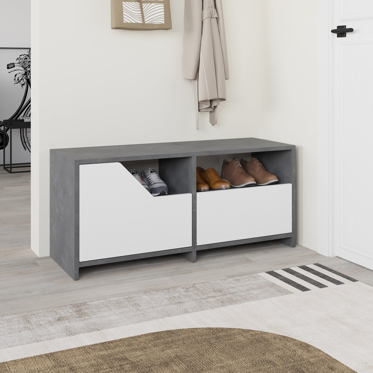 Shoe cabinet Nexus Gray White Melamine 105x47x37 cm