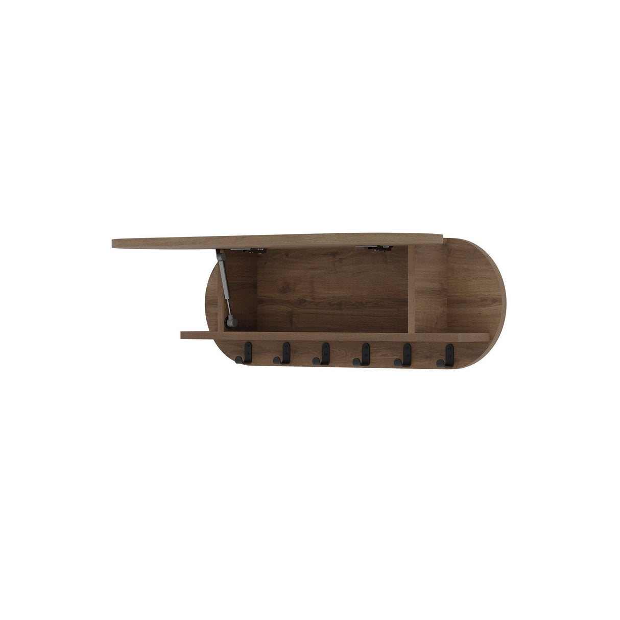Coat Rack Oval 6-Hook - Hitit - 84x29 cm - With Compartment 