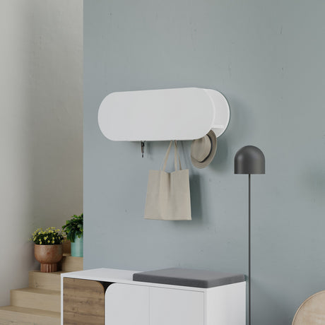 Coat Rack White - Melamine - With Compartment 