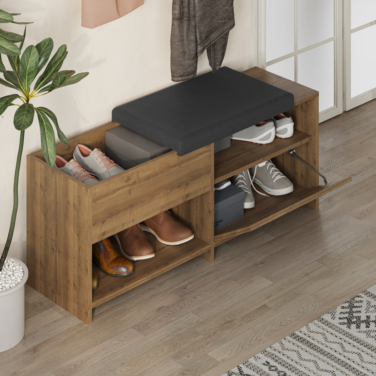 Shoe cabinet Filux Naturel Melamine 120.3x51x40.5 cm