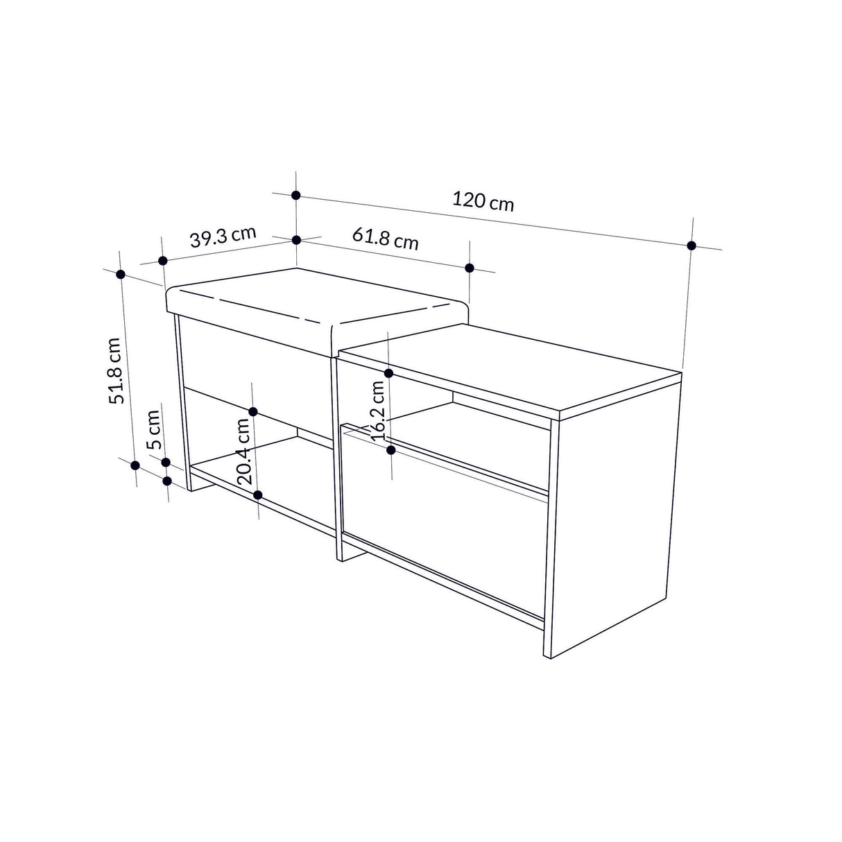 Shoe cabinet Filux Naturel Melamine 120.3x51x40.5 cm