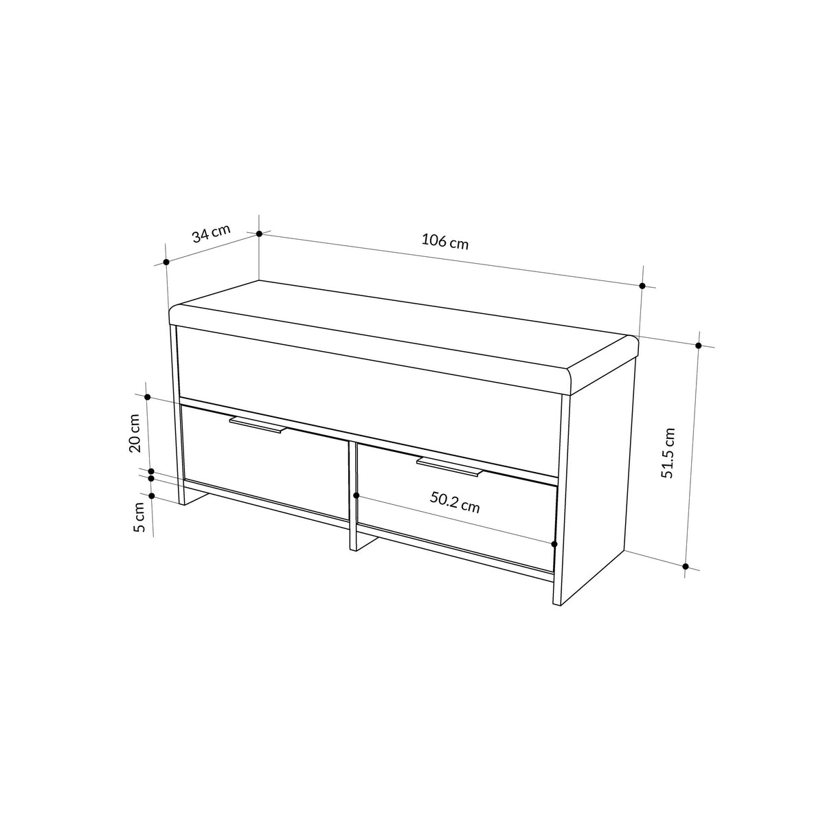 Shoe cabinet Cove white melamine 106x52x34 cm