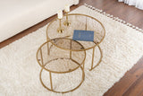 Modern Round Coffee Table Set of 2 Uru Gold - Bronze Glass - 80/60 cm 