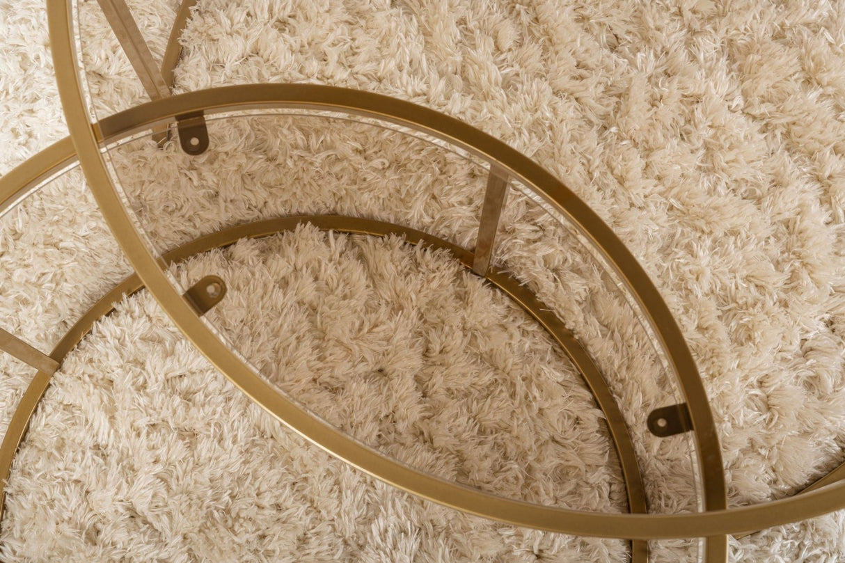 Modern Round Coffee Table Set of 2 Uru Gold - Bronze Glass - 80/60 cm 