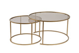 Modern Round Coffee Table Set of 2 Uru Gold - Bronze Glass - 80/60 cm 