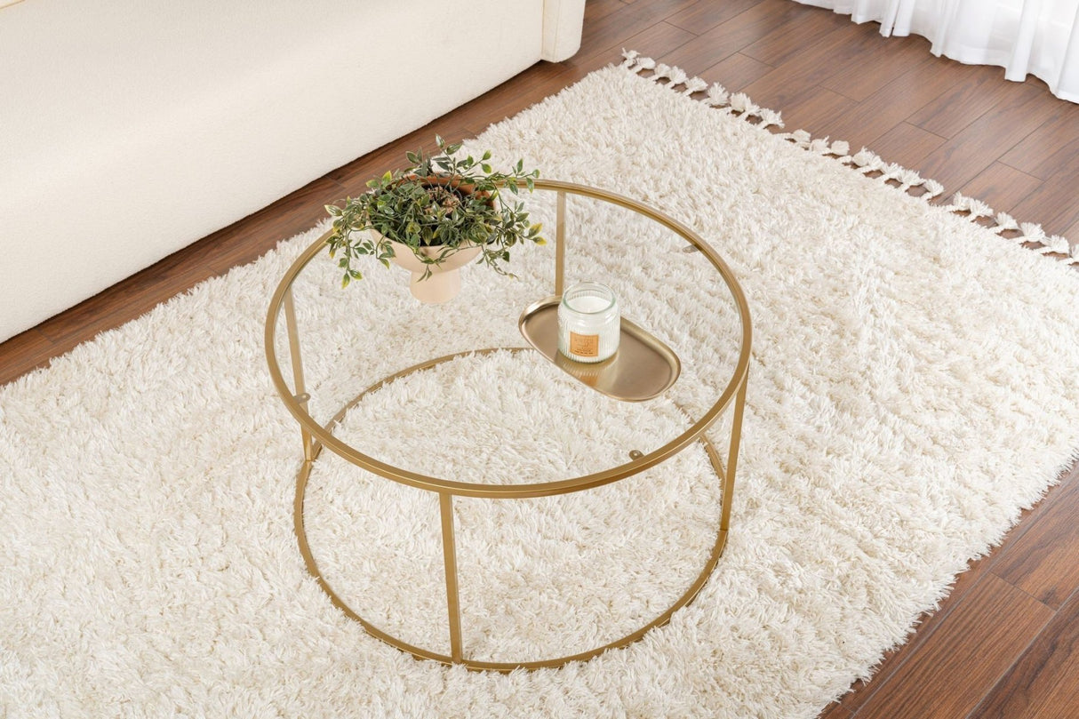 Modern Round Coffee Table Uru Gold - Glass - 80 cm 