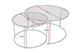 Modern Round Coffee Table Set of 2 Uru Black - Grey Glass - 80/60 cm 