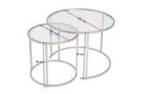 Modern Round Coffee Table Set of 2 Uru Black - Gray Glass - 60/42 cm 
