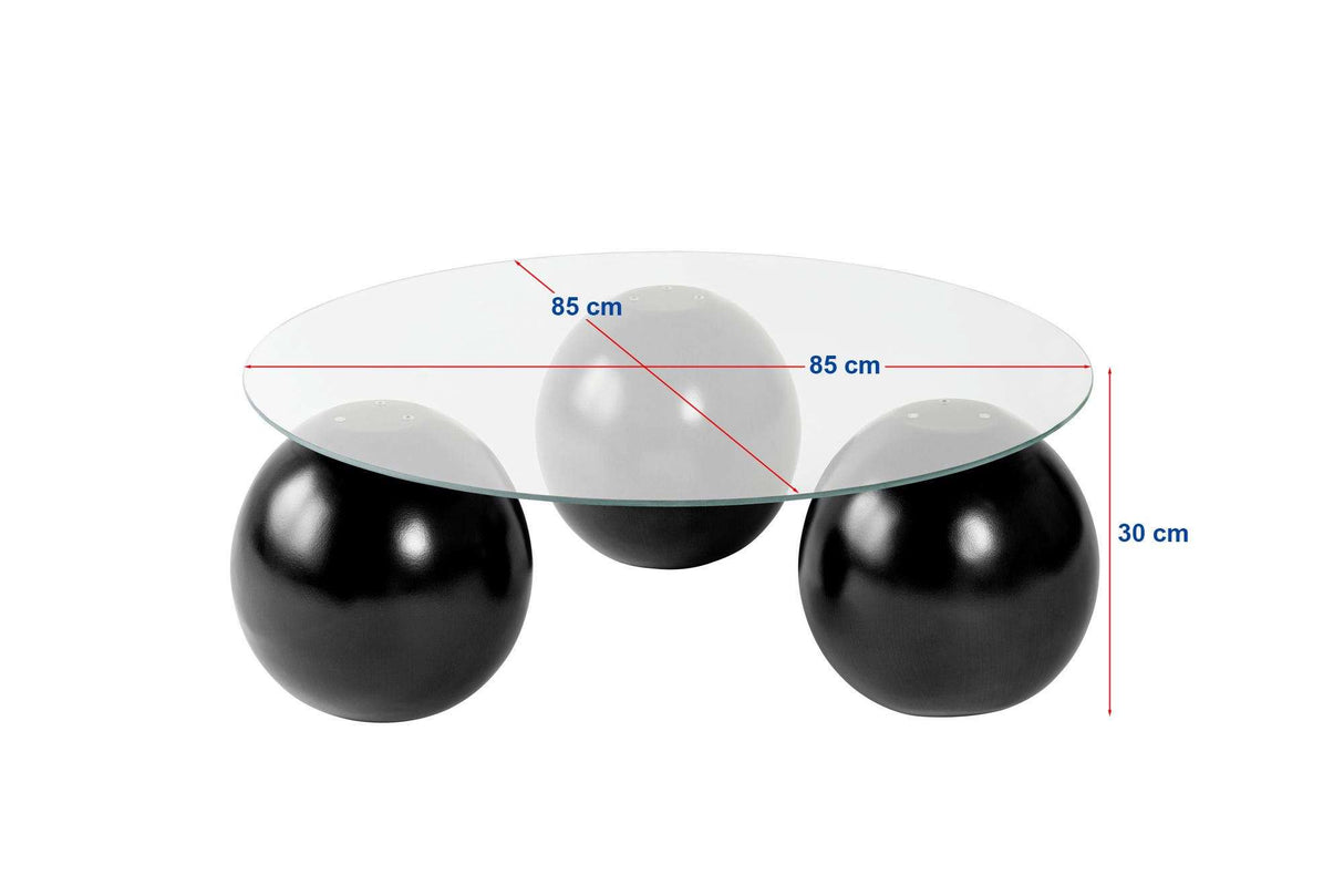 Salontafel Miro Gehard glas Zwart Grijs 85x85 cm Black Grey Tempered glass