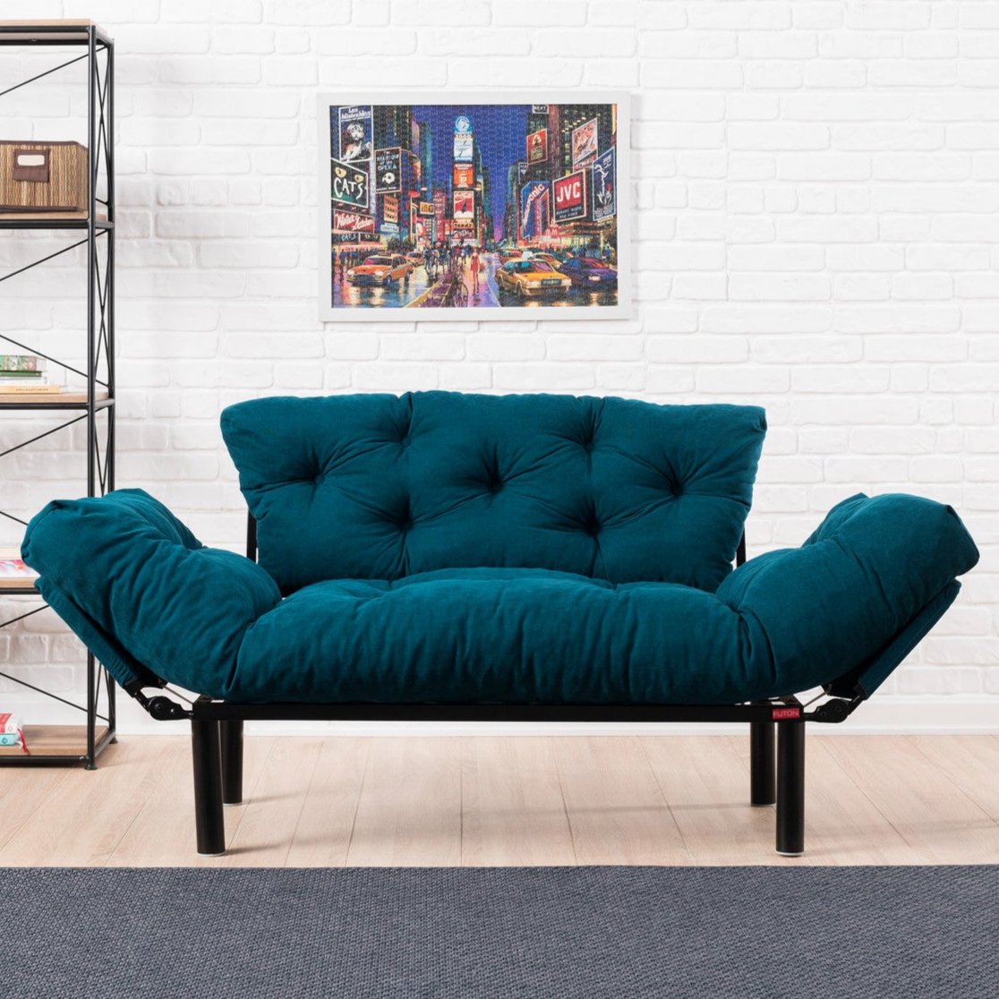 2-seater sofa bed Nitta Petrol blue