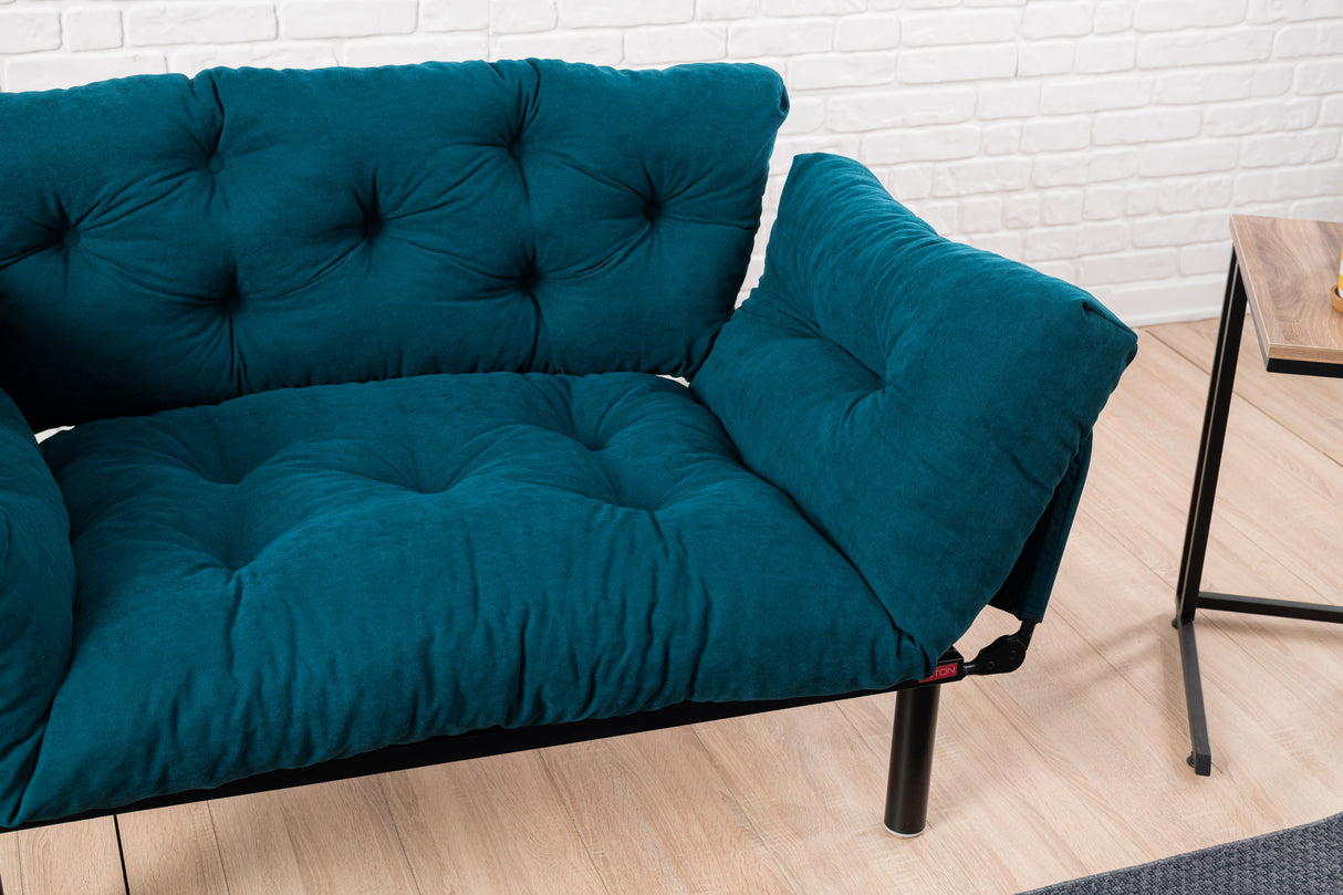 2-seater sofa bed Nitta Petrol blue