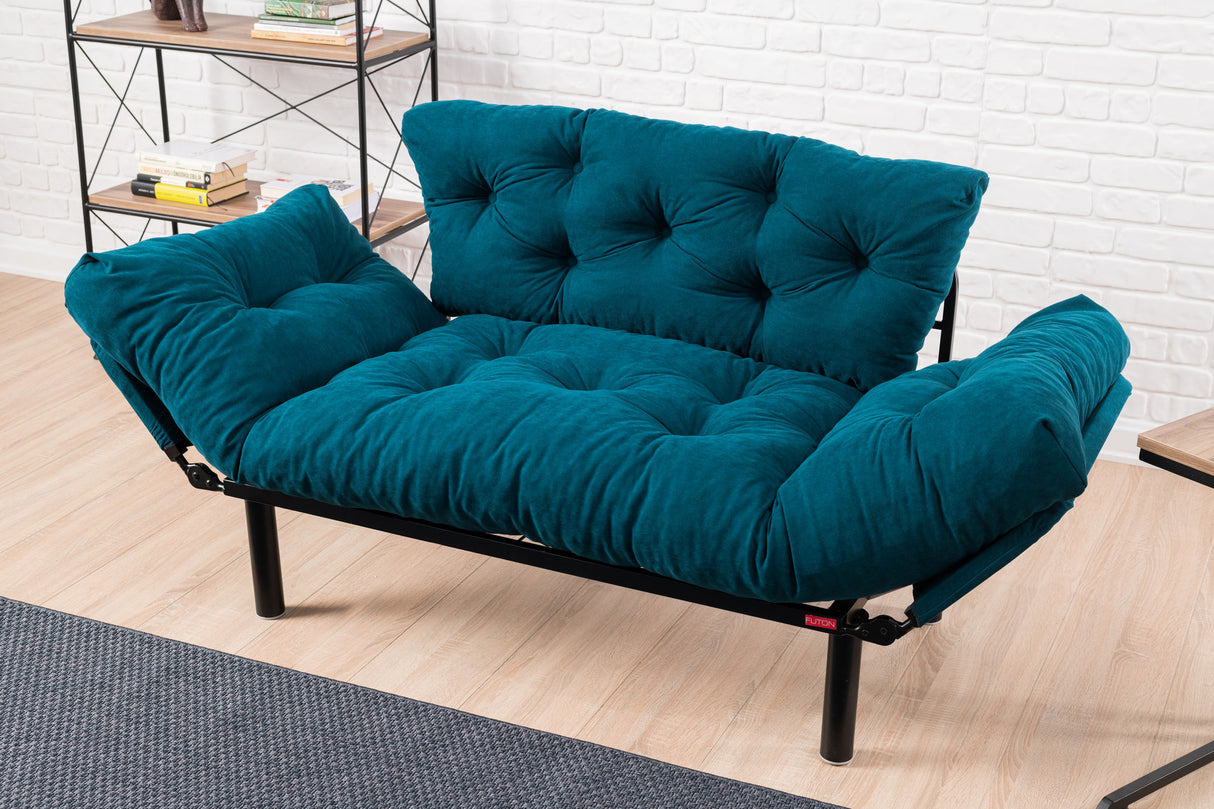 2-seater sofa bed Nitta Petrol blue