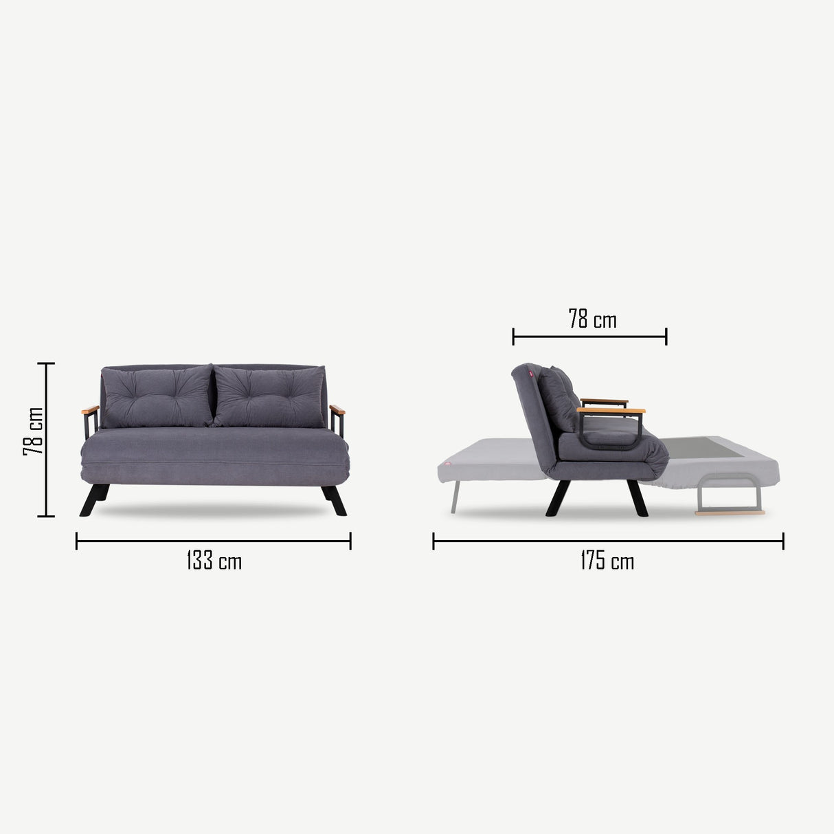 2-seater sofa bed Sando Gray