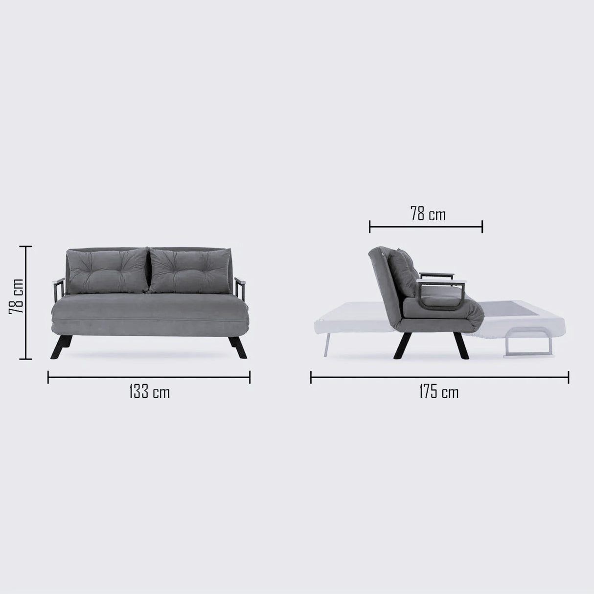 2-seater sofa bed Sando Petrol Green