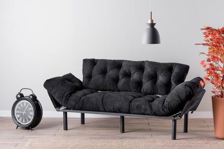 3-seater sofa bed Nitta Triple Black