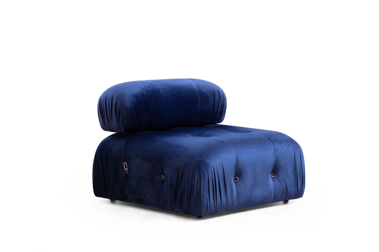 Modular Bank 3-seater with Hocker Bubble Velvet Blue